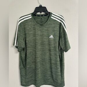 Adidas Primegreen Aeroready Green 3-Stripe Athletic Tee XL